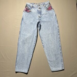 Vintage‎ Zena Color Block High Waisted Jeans Women 11 Warm Wash Tapered Mom 90's